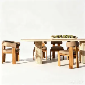 Modern Teak Outdoor Sofa Set with Coffee Table-Waterproof Cushions Eco-Friendly Durable for Garden Balcony