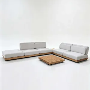 Modern Villa Hotel Outdoor Sofa Set Solid Teak Waterproof Eco-Friendly Designer Patio Garden Leisure Furniture