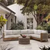 Modern Villa Hotel Outdoor Teak Sofa Set with Waterproof Cushions-Durable Eco-Friendly Garden Furniture for Courtyard Terrace