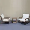 Modern Villa Outdoor Teak Solid Wood Sofa with Anticorrosive Finish for Hotel Courtyard Terrace