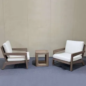 Modern Villa Outdoor Teak Solid Wood Sofa with Anticorrosive Finish for Hotel Courtyard Terrace