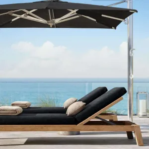 Outdoor Bed Pool Lounge Chair Solid Wood Teak Rest Beach Chair Hotel Open-air Adjustable Backrest Leisure Chair
