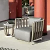 Outdoor Courtyard Durable Eco-Friendly Garden Sofa Set Personalized Simple Waterproof Teak Wood Hollow Design Model Tal-25 DLD