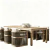 Outdoor Courtyard Tables and Chairs Burmese Teak BB Anti-corrosion Solid Wood Long Table South American Teak Outdoor Furniture