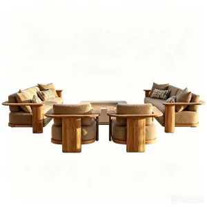 Outdoor Courtyard Villa Furniture Sofa Open-air Outdoor Garden Waterproof Sunscreen BB Hotel Teak Solid Wood Combination