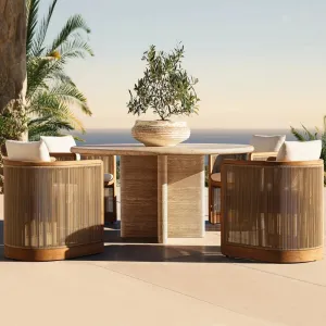 Outdoor Courtyard Villa Teak Tables and Chairs Open-air Hotel BB Solid Wood Furniture Balcony Leisure Outdoor Tables and Chairs