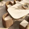 Outdoor Durable Rattan Modern Table and Chair Set with Waterproof Sun Protection for Garden Courtyard Balcony