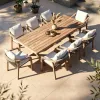 Outdoor Durable Teak Nordic Style Sofa Dining Table Combination Garden Set with Rope Chair-Eco-Friendly Anticorrosive Furniture