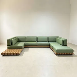 Outdoor Leisure Teak Sofa Set Scandinavian Design Waterproof Sun Protection Villa Terrace Solid Wood Furniture