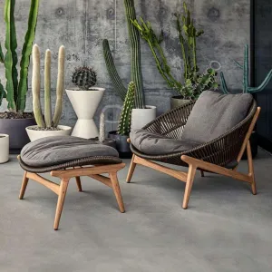Outdoor Scandinavian Design Solid Teak Furniture High-end Waterproof Cushions Eco-Friendly Hotel Villa Use