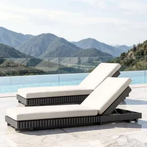 Outdoor Scandinavian Durable Eco-Friendly Aluminum Alloy Lounge Chair Cushions Modern Design Sponge Villa Hotel Sun Lounger