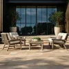 Outdoor Sofa Antiseptic Wood Rattan Rope Courtyard Garden BB Distressed Teak Rainproof Hotel Leisure Outdoor Furniture