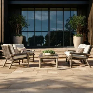 Outdoor Sofa Antiseptic Wood Rattan Rope Courtyard Garden BB Distressed Teak Rainproof Hotel Leisure Outdoor Furniture