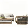 Outdoor Sofa Combination Leisure Teak Designer BB Villa Courtyard Outdoor Open-air Rope Solid Wood Coffee Table