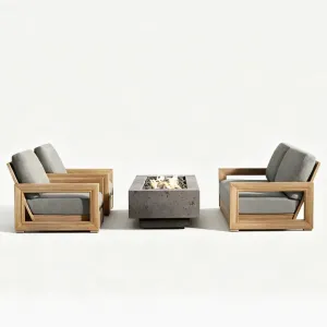 Outdoor Sofa Courtyard Villa Garden Teak Solid Wood Furniture Outdoor Terrace Leisure Waterproof Sun protection Combination Set