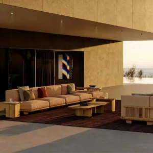 Outdoor Sofa Set Rain-proof Anti-corrosion Teak Villa Courtyard Open-air Chinese-style Eco-Friendly Durable Solid Wood Furniture