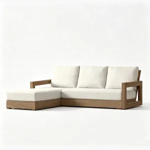 Outdoor Sofa Teak Villa Designer Swimming Pool Solid Wood Bed Outdoor Courtyard Garden Model Room Terrace Furniture