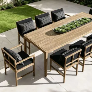 Outdoor Table and Chair Set for Courtyard Villa Open-Air Teak Dining Table and Chairs Hotel Terrace Leisure Solid Wood Furniture