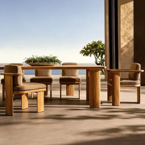 Outdoor Tables and Chairs Teak Hotel Courtyard Garden Outdoor Open-air Waterproof Sun protection Balcony Solid Wood Furniture