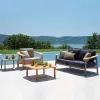 Outdoor Teak Garden Sofa Set Scandinavian Design Eco-Friendly Durable Rain-proof Sun-proof Anti-corrosion Waterproof Cushions