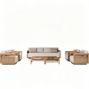 Outdoor Teak Sofa Courtyard Garden Outdoor Solid Wood Furniture Villa Hotel BB Sales Department Leisure Sofa Chair