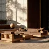Outdoor Teak Sofa Courtyard Villa Hotel Garden Waterproof Sun protection Outdoor Anti-corrosion Solid Wood Leisure Furniture
