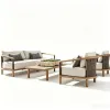 Outdoor Teak Sofa Outdoor Garden Terrace Courtyard Hotel Curved Bed Solid Wood Coffee Table Dining Table Furniture