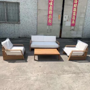 Outdoor Teak Sofa Set Coffee Table Modern Design Hotel Villa Use High-end Durable Eco-Friendly Waterproof Solid Wood Furniture