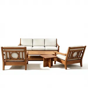 Outdoor Teak Sofa Set Distressed Retro Eco-Friendly Durable Waterproof Anti-corrosion Solid Wood Furniture