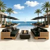 Outdoor Teak Sofa Set Hotel Villa Use Rattan Chair Sun-proof Waterproof Anti-corrosion Modern Design Furniture