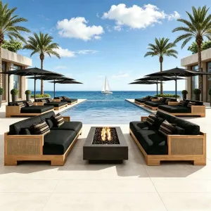 Outdoor Teak Sofa Set Hotel Villa Use Rattan Chair Sun-proof Waterproof Anti-corrosion Modern Design Furniture