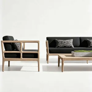 Outdoor Villa Terrace Leisure Teak Sofa Hotel Courtyard Waterproof Sun protection Open-air Solid Wood Sofa Furniture