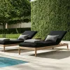 Outdoor Wooden Lounge Chair Hotel Waterproof Sunproof Patio Outdoor Teak Wood Lounge Bed Courtyard Swimming Pool Furniture