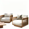 Outdoor teak sofa rattan courtyard rainproof and sunproof outdoor leisure open-air villa BB hotel garden furniture