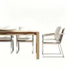 Outdoor 304 Stainless Steel Teak Dining Table and Chairs Hotel Terrace Villa Courtyard Outdoor Waterproof Table and Chairs