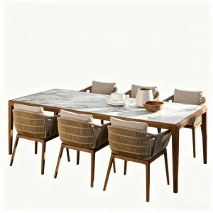 Scandinavian Outdoor Leisure Teak Solid Wood Patio Garden Chair and Hotel Dining Table Combination Furniture