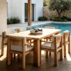 Solid Teak Modern Design Eco-Friendly Durable Outdoor Dining Table and Chairs Set for Hotel Villa Garden Use