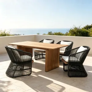 Teak Durable Modern Solid Wood Outdoor Table and Chair Set with Waterproof Sun Protection for Garden and Balcony