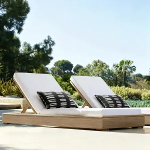 Teak Outdoor Lounge Bed Leisure Courtyard Outdoor Balcony Deck Chair Villa Deck Bed Solid Wood Pool Beach Chair