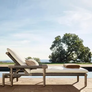 Teak Outdoor Lounge Chair Leisure Courtyard Garden Villa Antiseptic Wood Rope Combination Rain and Sun protection Furniture