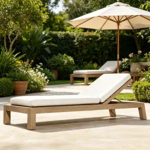 Teak Swimming Pool Nordic Leisure Beach Lounge Chair Courtyard Balcony Garden Nap Bed Sofa Chair Outdoor Lounge Bed