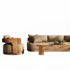 Villa Hotel Use Scandinavian Design Teak Outdoor Sofa Set-Durable Waterproof Cushions for Garden Courtyard