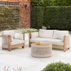 Villa Outdoor Sofa Courtyard Furniture Open-air Leisure Rattan Chair Teak Outdoor Garden Terrace Rope Sofa Combination