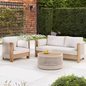 Villa Outdoor Sofa Courtyard Furniture Open-air Leisure Rattan Chair Teak Outdoor Garden Terrace Rope Sofa Combination