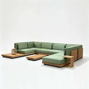 Villa Outdoor Sofa Set Solid Teak Modern Waterproof UV Protection Eco-Friendly Designer Courtyard Garden Leisure Furniture