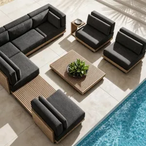Villa Outdoor Sofa Solid Wood Waterproof Sun protection Designer Courtyard Garden Sun Room Open-air Teak Leisure Furniture