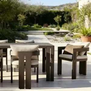 Aluminum Patio Dining Set Modern Outdoor Table and Chairs for Boutique Hotel Balcony and Villa