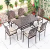 Antique Bronze Cast Aluminum Durable Waterproof Modern European Classical Dining Table with Storage-Outdoor Garden Dining Set