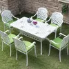 Antique Bronze Cast Aluminum Durable Waterproof Modern European Classical Dining Table with Storage-Outdoor Garden Dining Set
