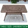 Antique Bronze Cast Aluminum Durable Waterproof Modern European Classical Dining Table with Storage-Outdoor Garden Dining Set